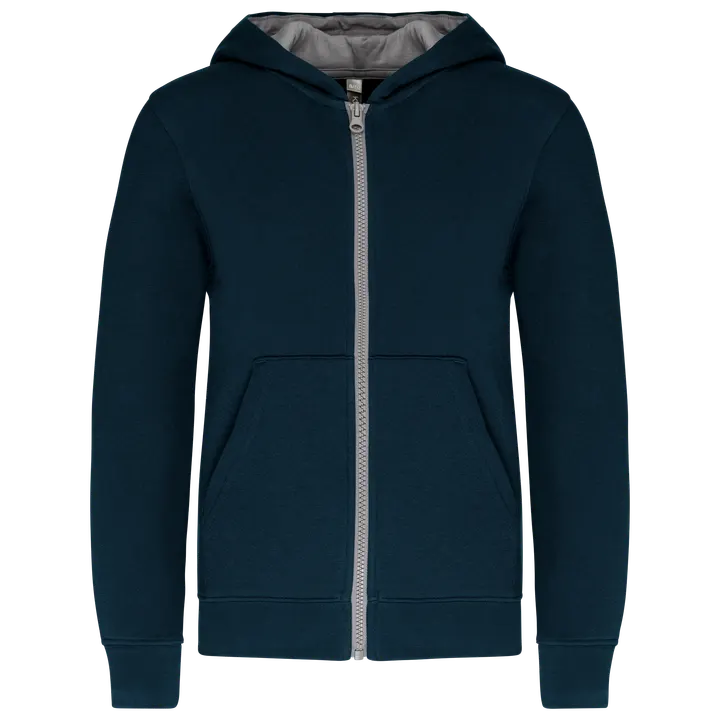 Kinder KAPUZENSWEATSHIRT mit Reißverschluss Navy / Fine Grey