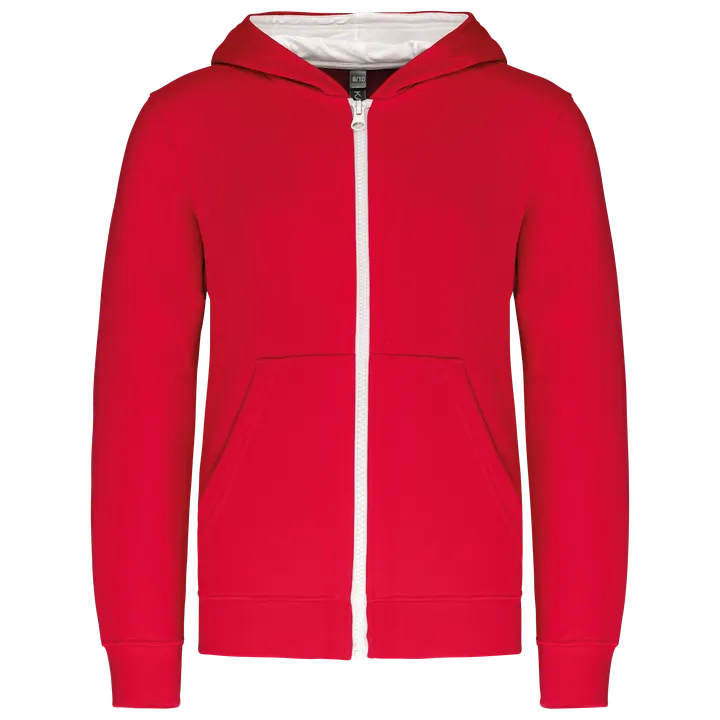 Kinder KAPUZENSWEATSHIRT mit Reißverschluss Red / White