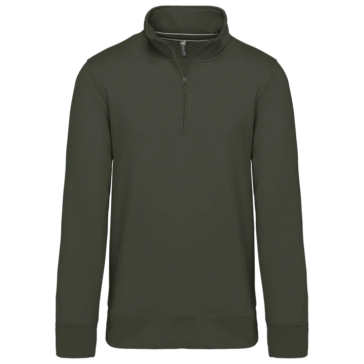 Sweatshirt mit Reißverschlusskragen Dark Khaki