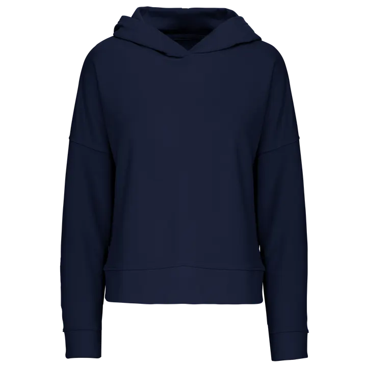 Bio-Damen-Sweatshirt Lounge mit Kapuze Navy