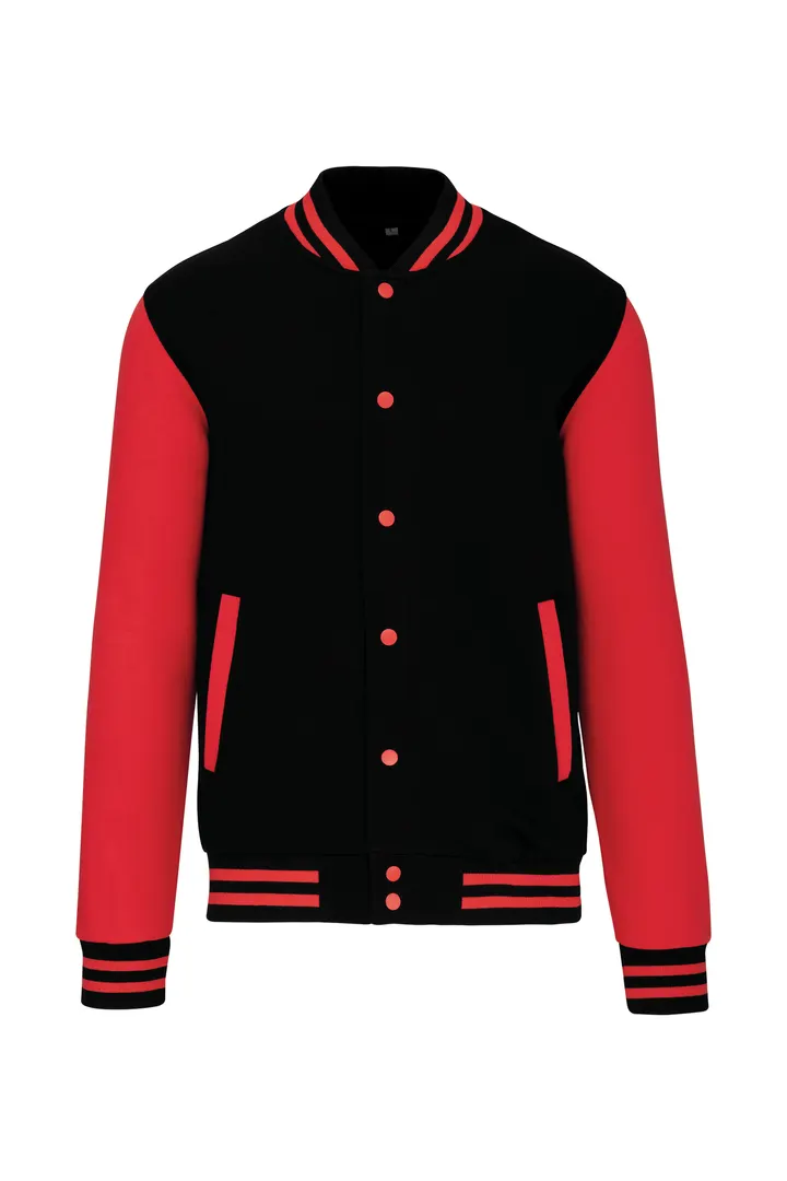 Blouson molleton teddy unisexe Black / Red