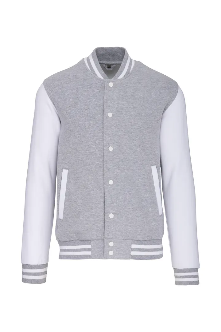 Blouson molleton teddy unisexe Oxford Grey / White