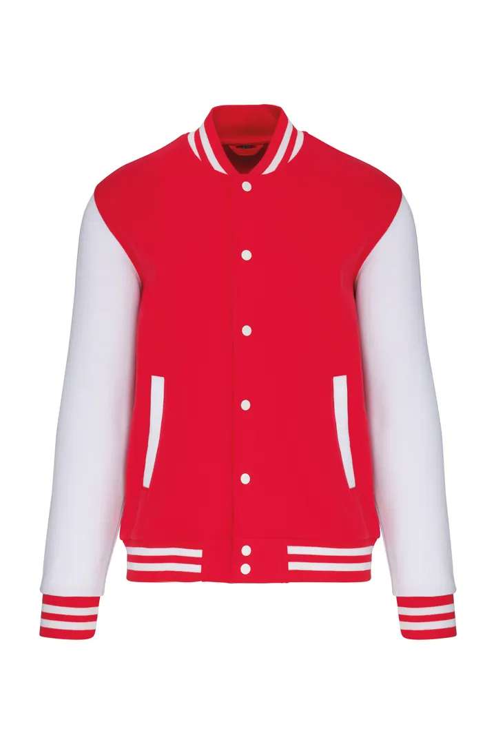 Blouson molleton teddy unisexe Red / White