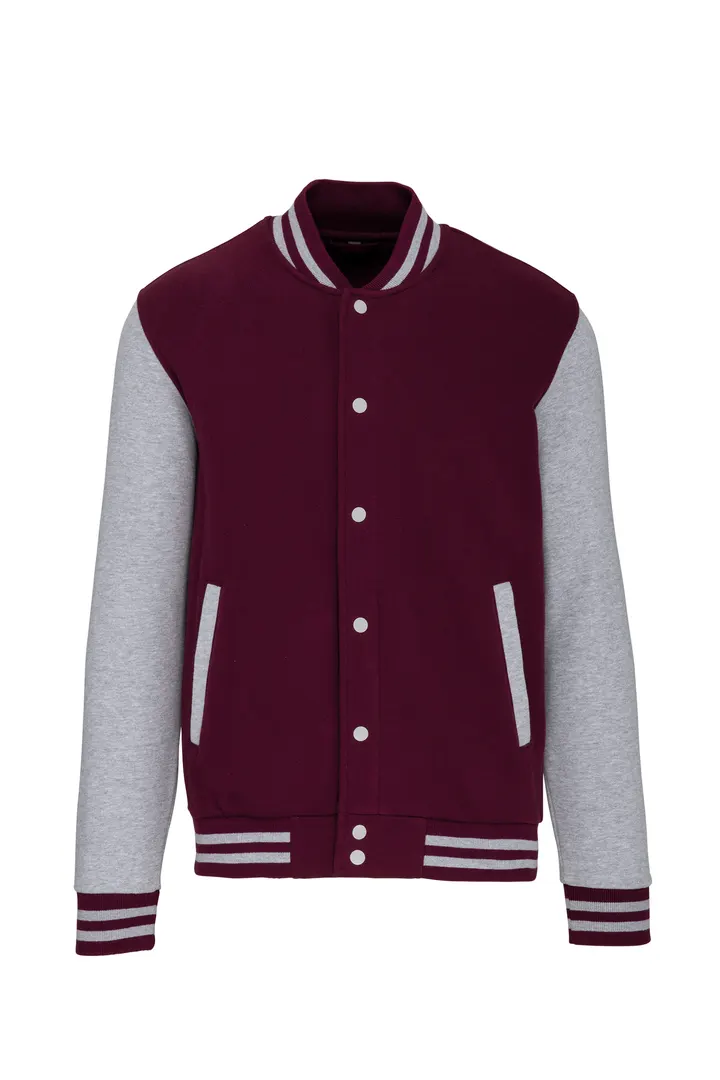 Blouson molleton teddy unisexe Wine / Oxford Grey