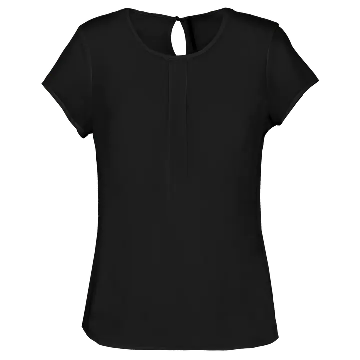 Kurzarm-Kreppbluse für Damen Black