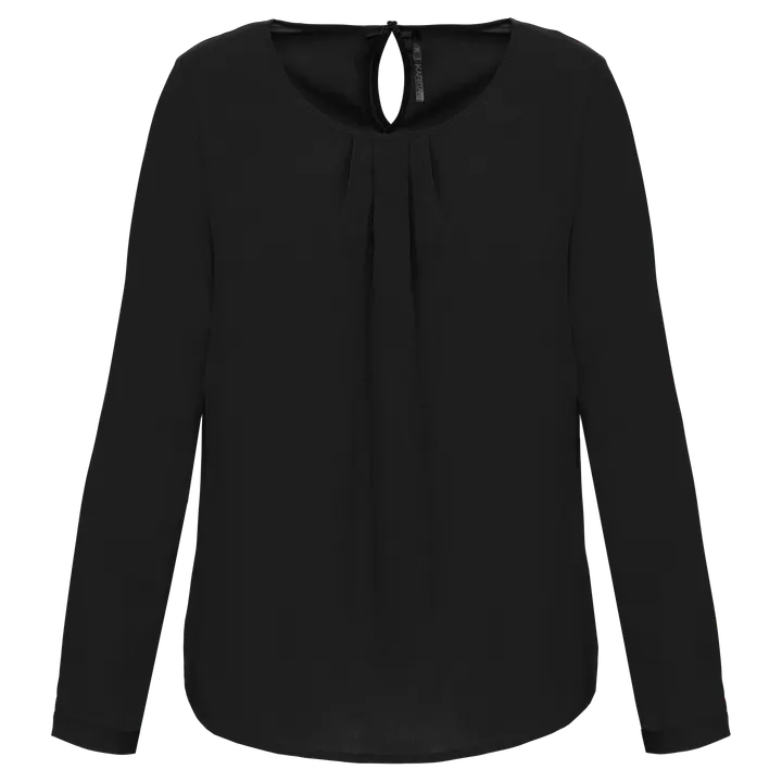 Langarm-Kreppbluse für Damen Black