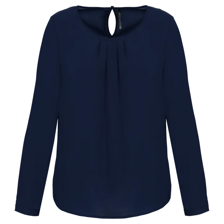 Langarm-Kreppbluse für Damen Deep Sea Blue