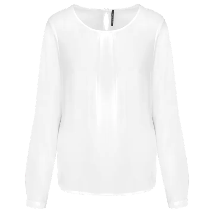 Langarm-Kreppbluse für Damen Off White