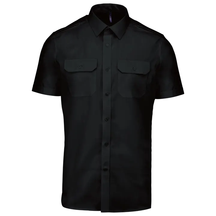 Chemise pilote manches courtes homme Black