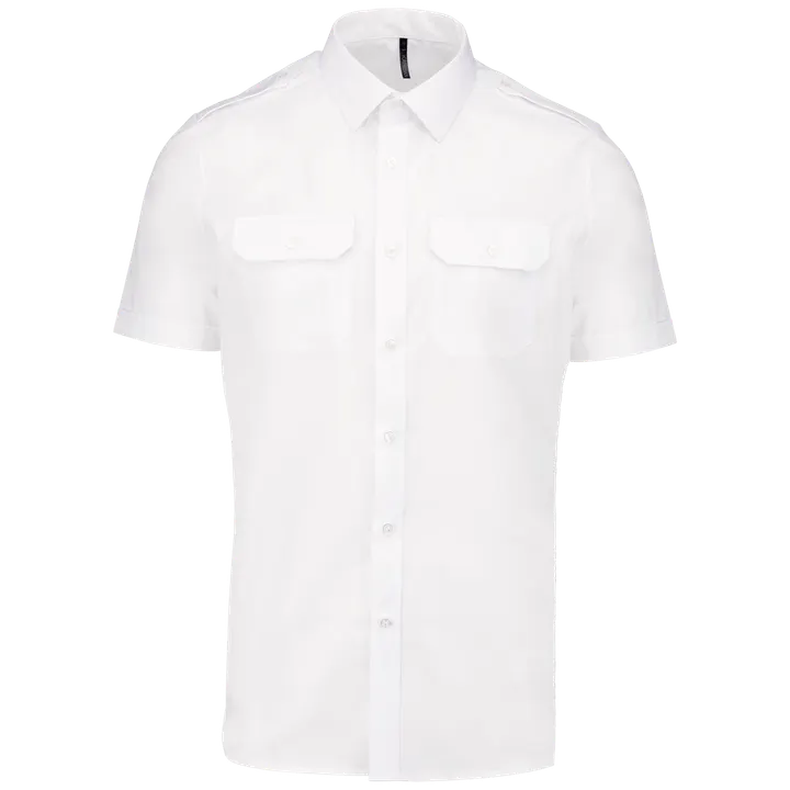 Chemise pilote manches courtes homme White