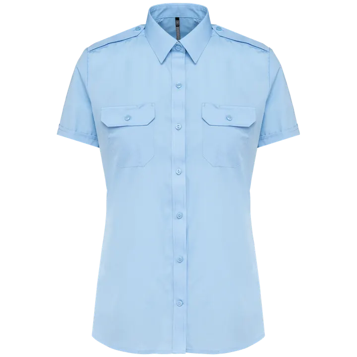 Kurzarm-Pilotenhemd für Damen Sky Blue
