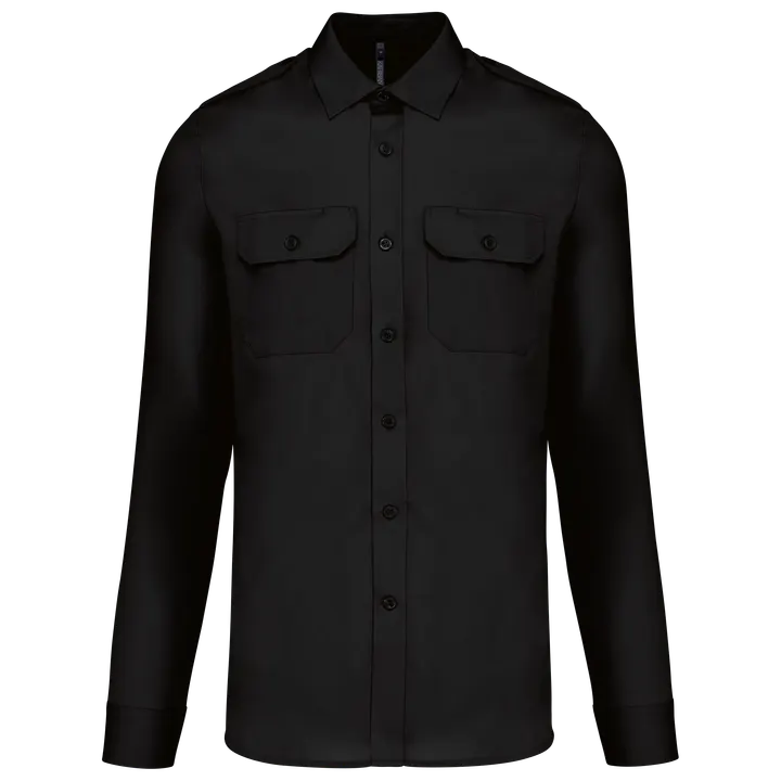 Chemise pilote manches longues homme Black