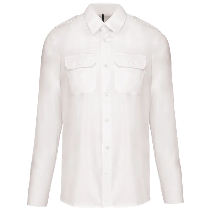 Chemise pilote manches longues homme White