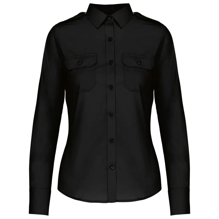 Langarm-Pilotenhemd für Damen Black