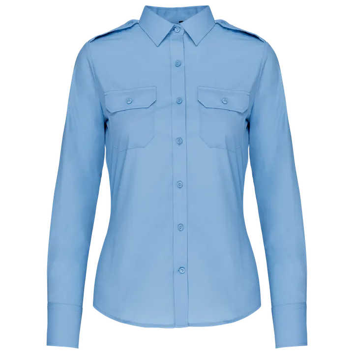 Langarm-Pilotenhemd für Damen Sky Blue