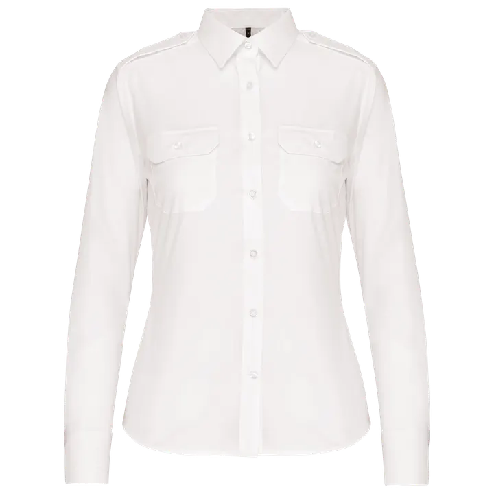 Langarm-Pilotenhemd für Damen White