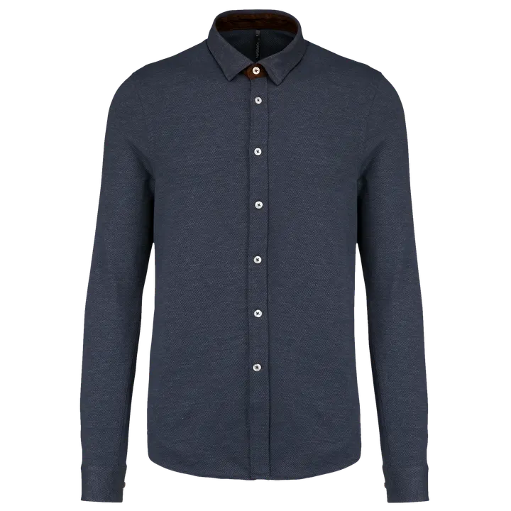 Chemise jacquard manches longues Jacquard blue