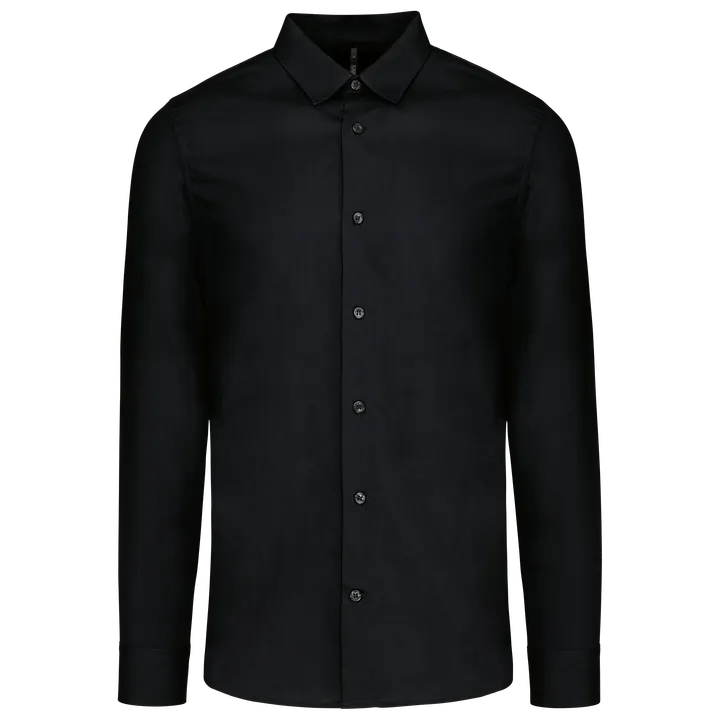 Langärmeliges Popeline-Herrenhemd Black