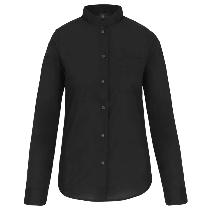 Chemise col mao manches longues femme Black