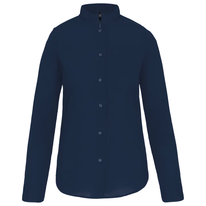 Chemise col mao manches longues femme Navy