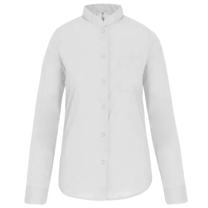 Chemise col mao manches longues femme White