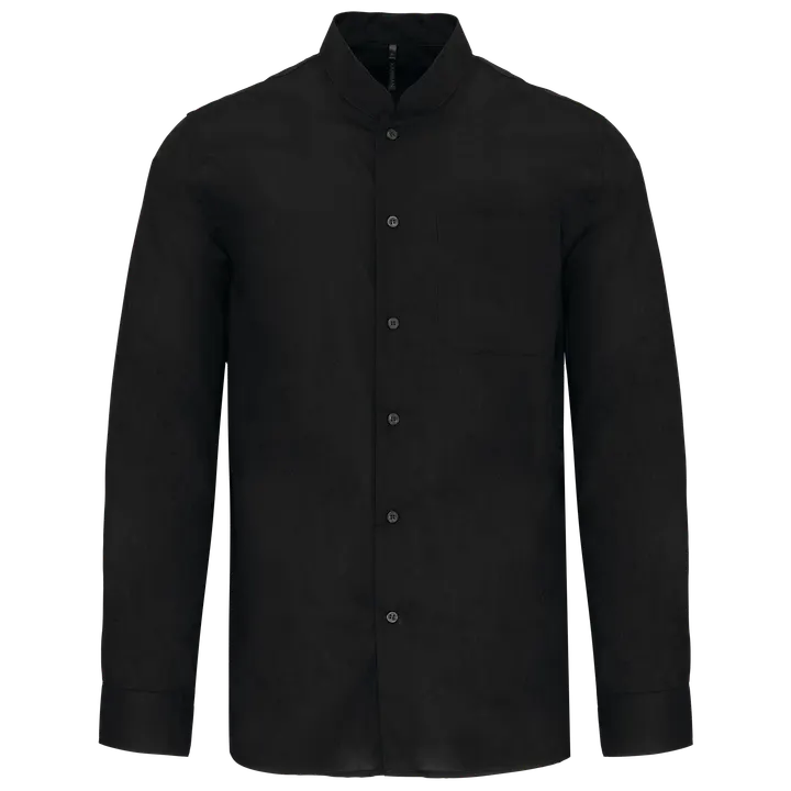 Chemise col mao manches longues Black