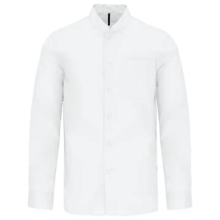 Chemise col mao manches longues White
