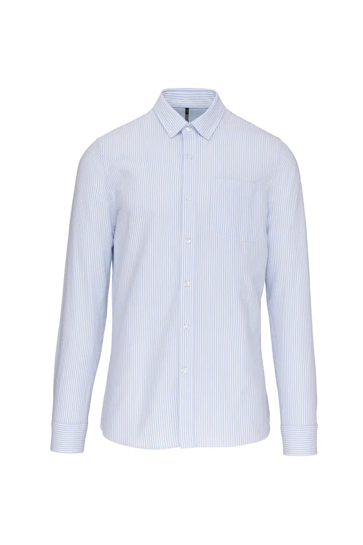 Chemise Oxford lavée manches longues Striped White / Oxford Blue