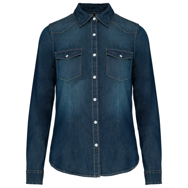 Damen denim-hemd langarm Blue Jean