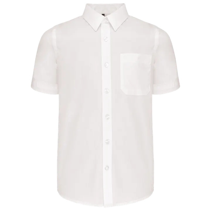 Kinder Popelin-Hemd Kurzarm White