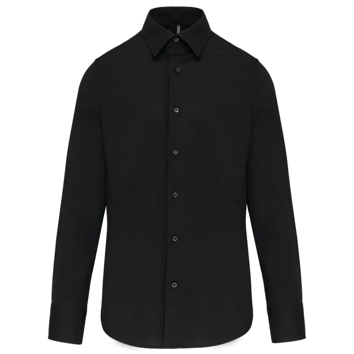 Herren Stretchhemd Langarm Black