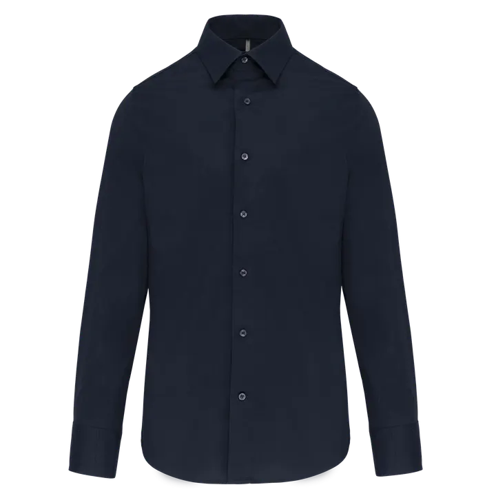 Herren Stretchhemd Langarm Navy