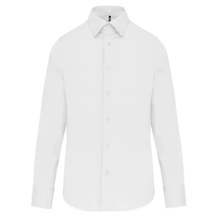 Herren Stretchhemd Langarm White