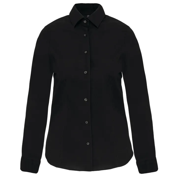 Damen Stretchbluse Langarm Black