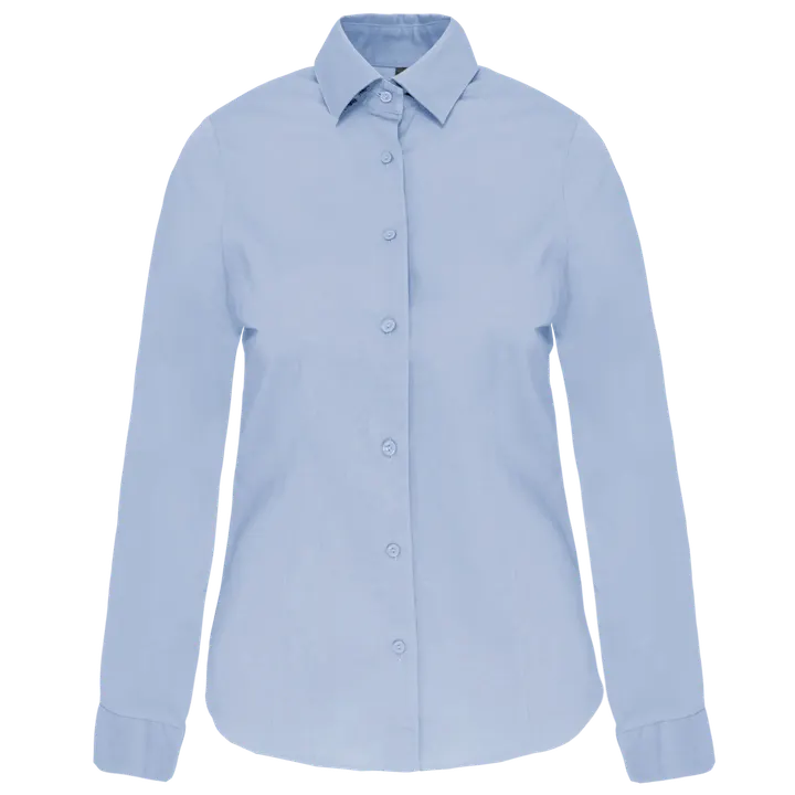 Damen Stretchbluse Langarm Light Blue