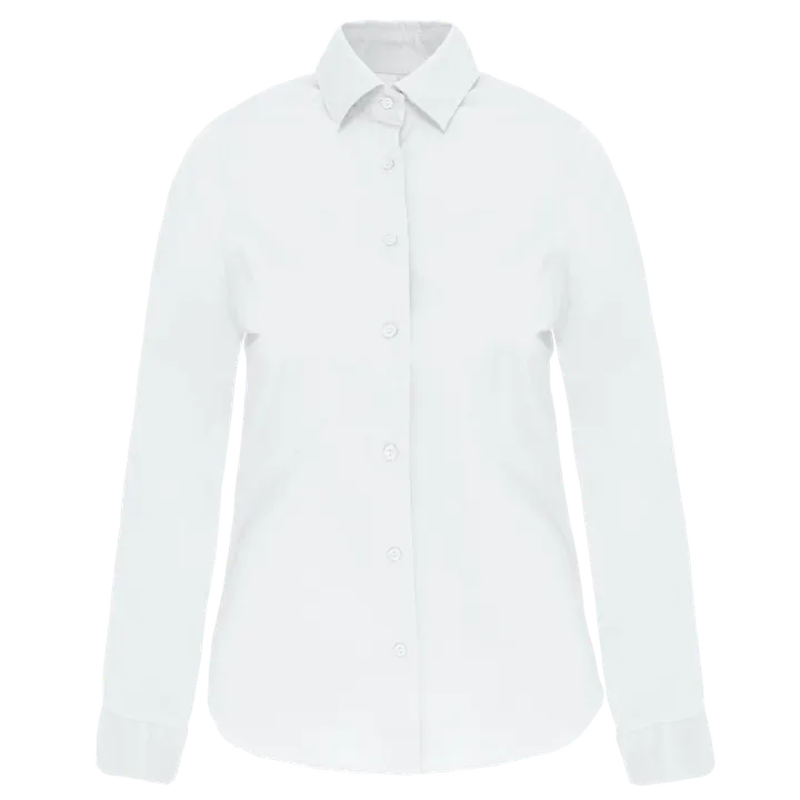 Damen Stretchbluse Langarm White
