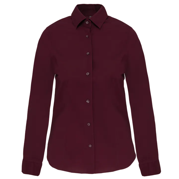 Damen Stretchbluse Langarm Wine