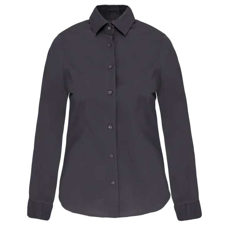 Damen Stretchbluse Langarm Zinc