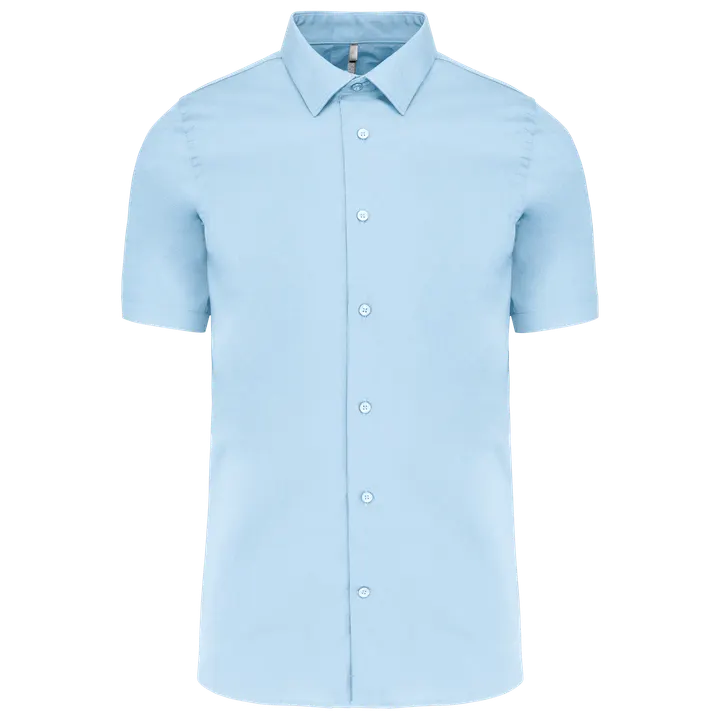 Chemise coton / élasthanne manches courtes Light Blue