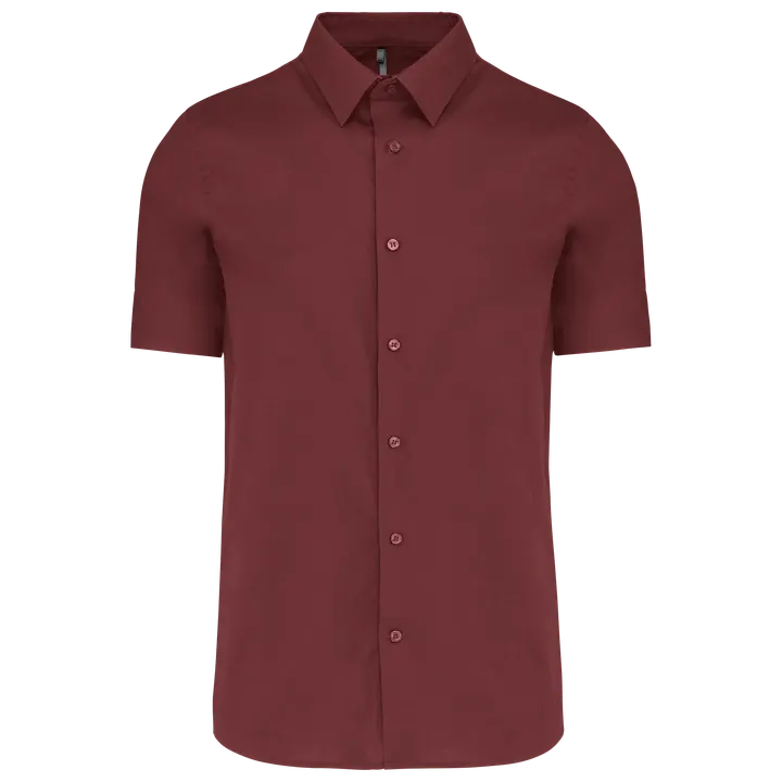 Chemise coton / élasthanne manches courtes Wine