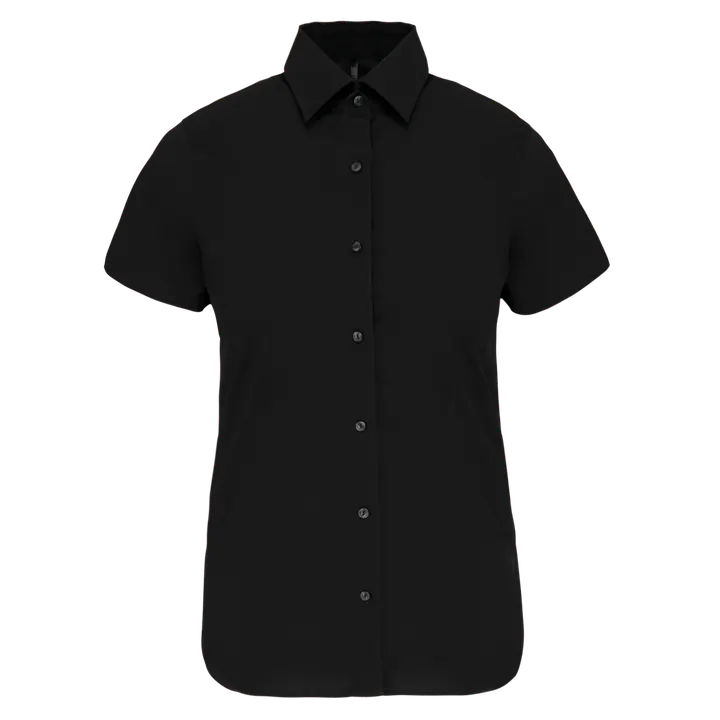 Damen Stretchbluse Kurzarm Black