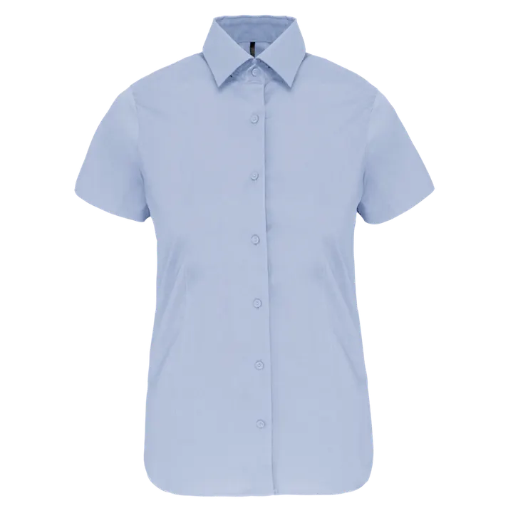 Damen Stretchbluse Kurzarm Light Blue