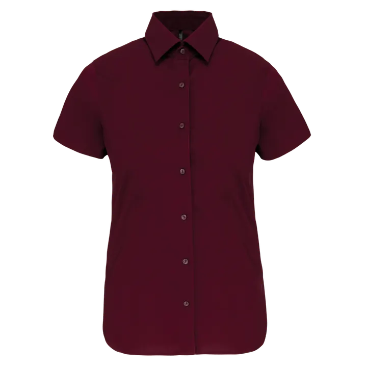 Damen Stretchbluse Kurzarm Wine