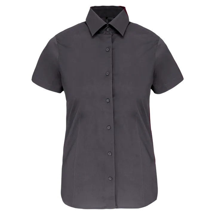 Damen Stretchbluse Kurzarm Zinc
