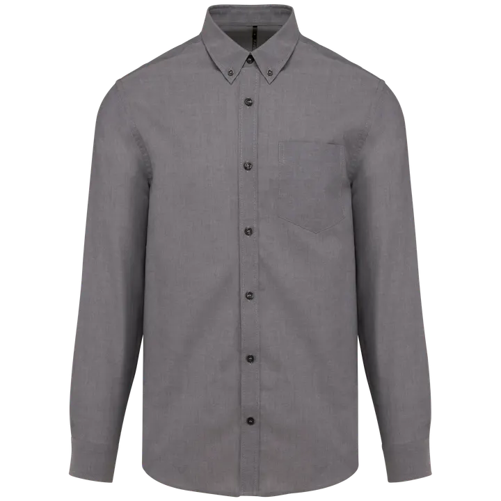 Herren Oxfordhemd Langarm Oxford Silver