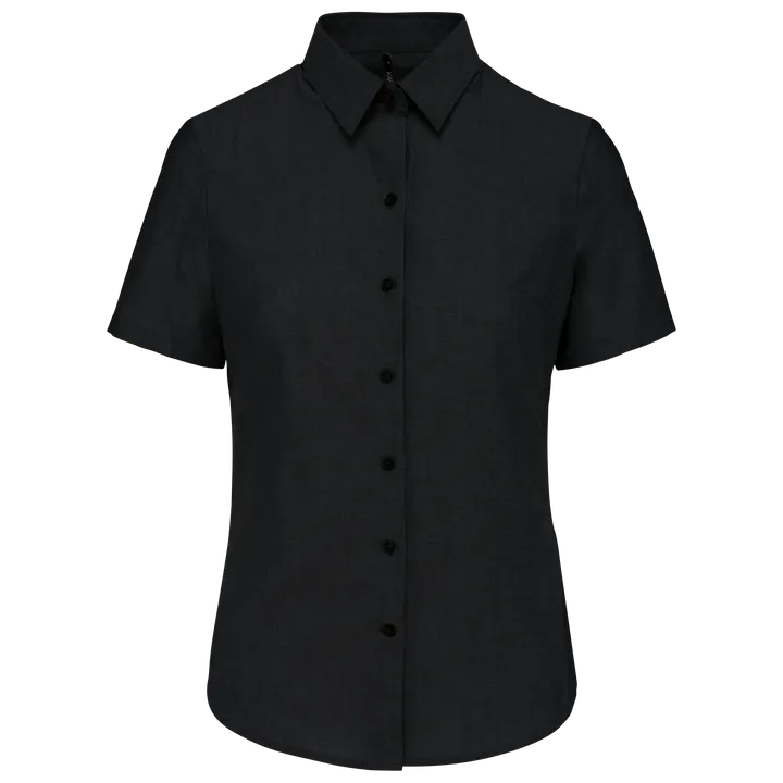 Damen Oxford Kurzarmbluse Black