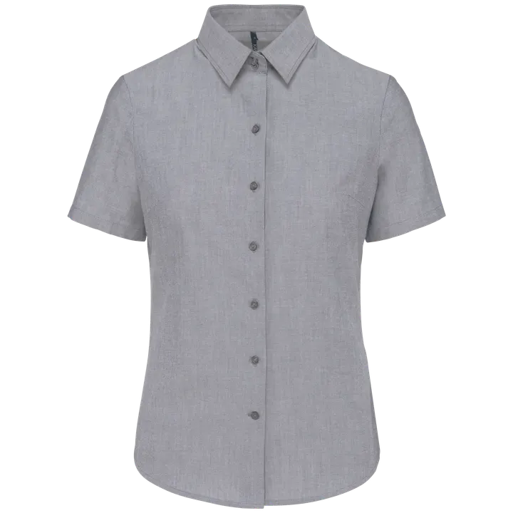 Damen Oxford Kurzarmbluse Oxford Zinc