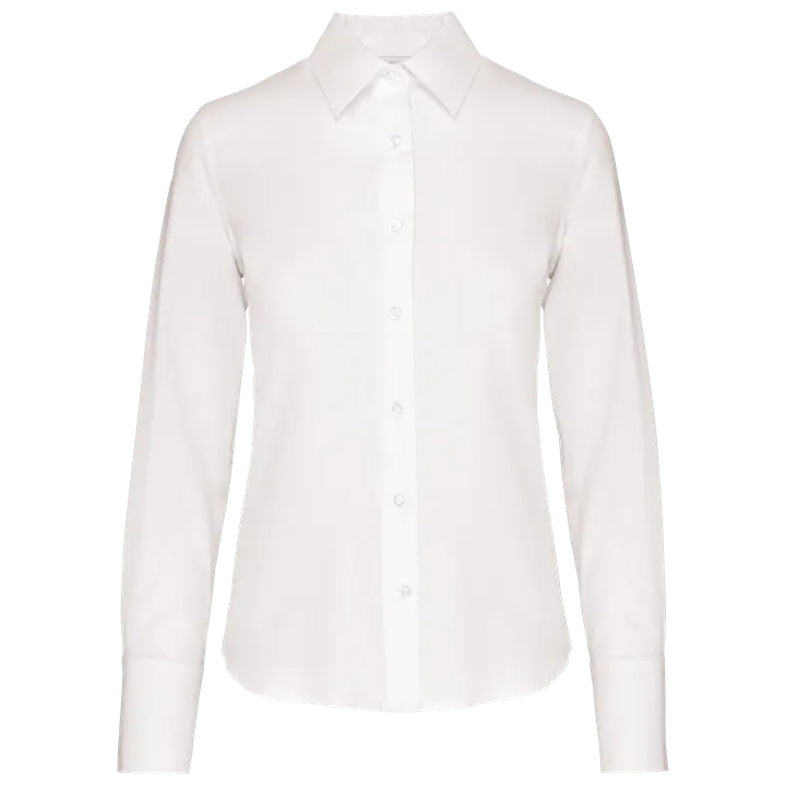 Damen Langarmbluse Bügelfrei White