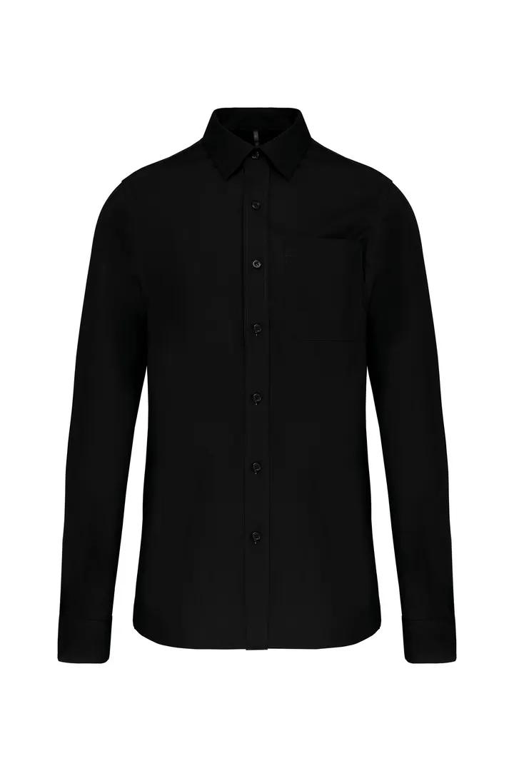 Herren Popelinehemd Langarm Black