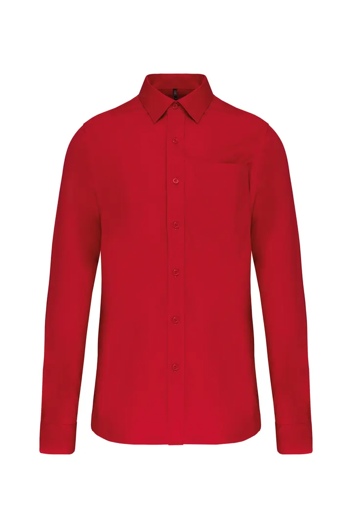 Herren Popelinehemd Langarm Classic Red
